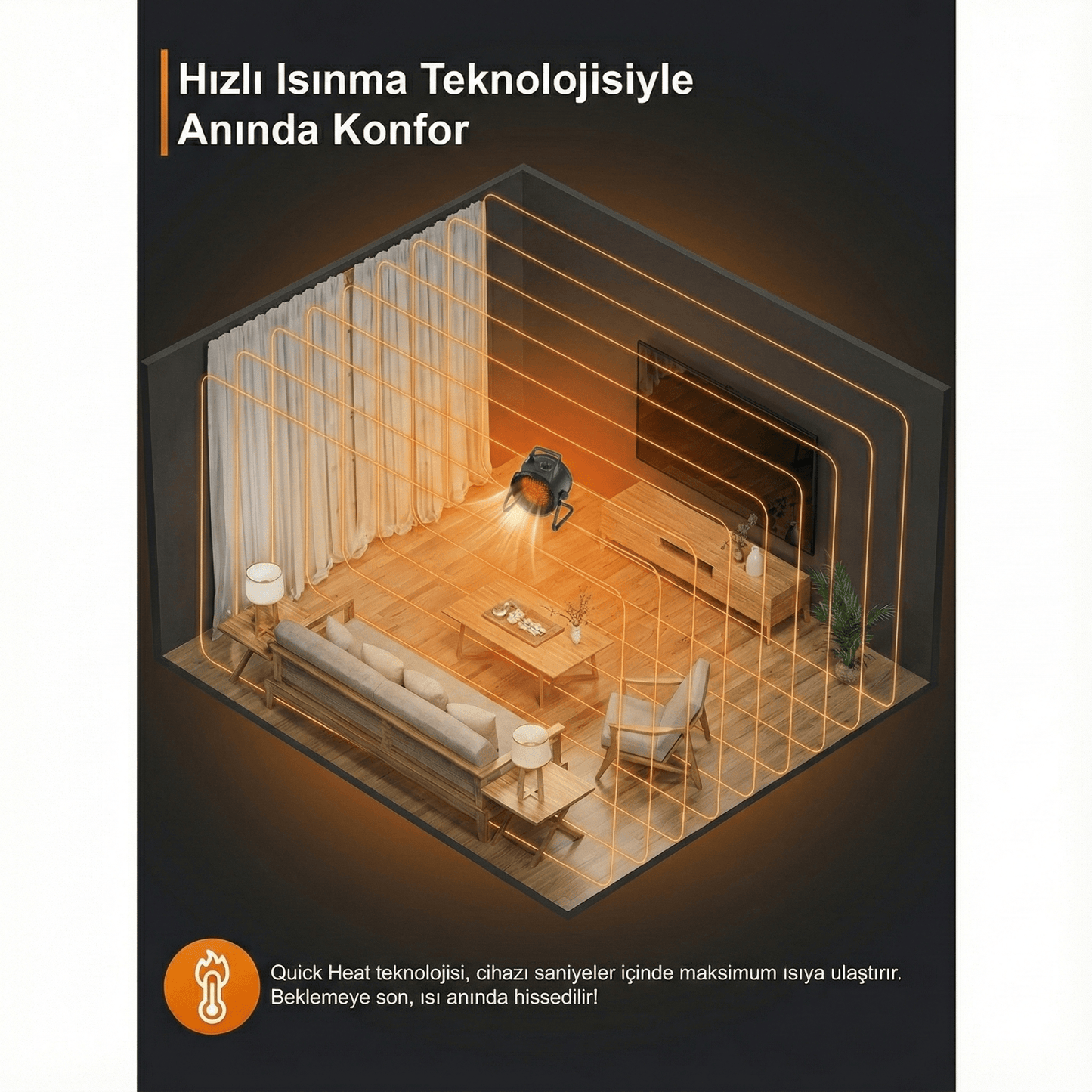 HeatUltra Elektrikli Isıtıcı Fan (3000w)